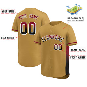 Custom Old Gold Crimson-Black Personalized Gradient Font And Side Design Authentic Baseball Jersey