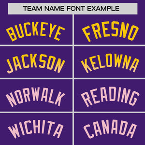 Custom Purple Gold-Lt Pink Personalized Gradient Font And Side Design Authentic Baseball Jersey