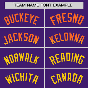 Custom Purple Orange-Gold Personalized Gradient Font And Side Design Authentic Baseball Jersey