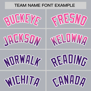 Custom Light Gray Pink-Purple Personalized Gradient Font And Side Design Authentic Baseball Jersey