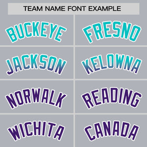 Custom Light Gray Aqua-Purple Personalized Gradient Font And Side Design Authentic Baseball Jersey