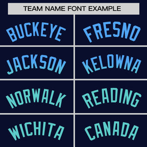 Custom Navy Powder Blue-Lt Green Personalized Gradient Font And Side Design Authentic Baseball Jersey