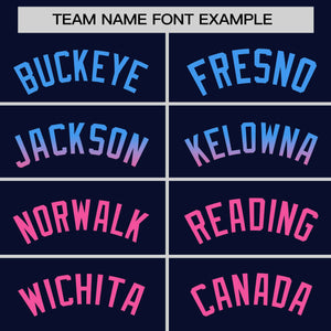 Custom Navy Powder Blue-Pink Personalized Gradient Font And Side Design Authentic Baseball Jersey