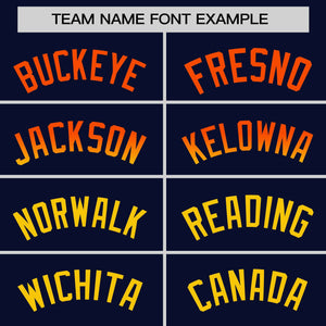 Custom Navy Orange-Gold Personalized Gradient Font And Side Design Authentic Baseball Jersey