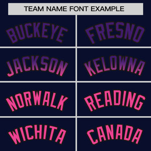 Custom Navy Purple-Pink Personalized Gradient Font And Side Design Authentic Baseball Jersey