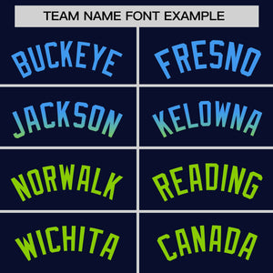 Custom Navy Powder Blue-Neon Green Personalized Gradient Font And Side Design Authentic Baseball Jersey