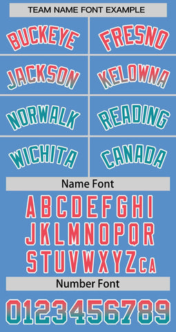 Custom Light Blue Light Red-Aqua Personalized Gradient Font And Side Design Authentic Baseball Jersey