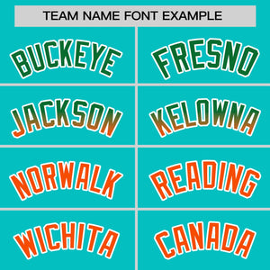 Custom Aqua Kelly Green-Orange Personalized Gradient Font And Side Design Authentic Baseball Jersey