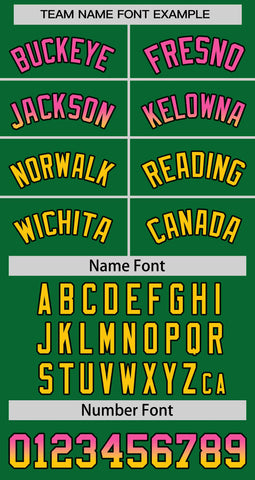 Custom Kelly Green Pink-Gold Personalized Gradient Font And Side Design Authentic Baseball Jersey