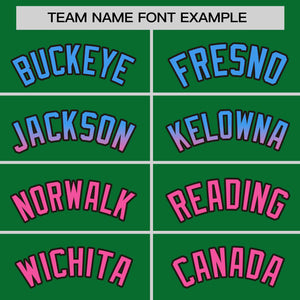 Custom Kelly Green Powder Blue-Pink Personalized Gradient Font And Side Design Authentic Baseball Jersey