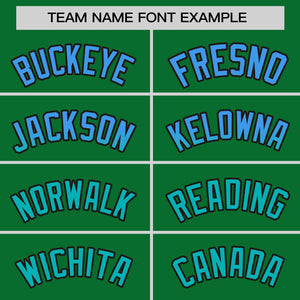 Custom Kelly Green Powder Blue-Aqua Personalized Gradient Font And Side Design Authentic Baseball Jersey