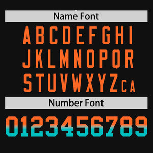 Custom Black Orange-Aqua Personalized Gradient Font And Side Design Authentic Baseball Jersey