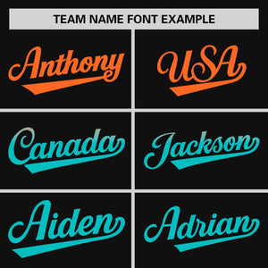 Custom Black Orange-Aqua Personalized Gradient Font And Side Design Authentic Baseball Jersey