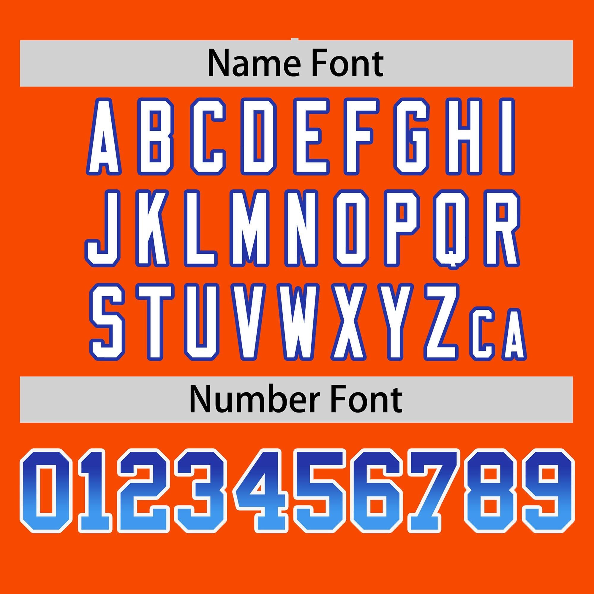 Custom Orange Royal-Powder Blue Personalized Gradient Font And Side Design Authentic Baseball Jersey