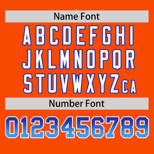 Custom Orange Royal-Powder Blue Personalized Gradient Font And Side Design Authentic Baseball Jersey