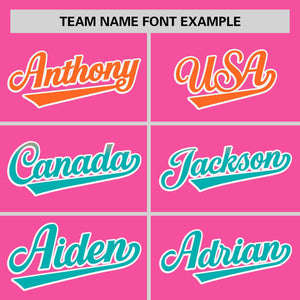 Custom Pink Orange-Aqua Personalized Gradient Font And Side Design Authentic Baseball Jersey