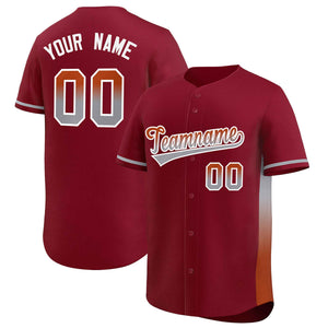 Custom Crimson Texas Orange-Lt Gray Personalized Gradient Font And Side Design Authentic Baseball Jersey