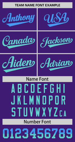 Custom Purple Powder Blue-Lt Green Personalized Gradient Font And Side Design Authentic Baseball Jersey