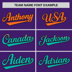 Custom Purple Orange-Aqua Personalized Gradient Font And Side Design Authentic Baseball Jersey