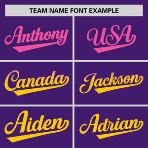 Custom Purple Pink-Gold Personalized Gradient Font And Side Design Authentic Baseball Jersey