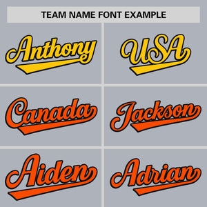 Custom Light Gray Gold-Orange Personalized Gradient Font And Side Design Authentic Baseball Jersey