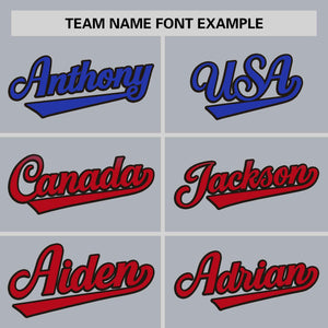 Custom Light Gray Royal-Red Personalized Gradient Font And Side Design Authentic Baseball Jersey