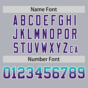 Custom Light Gray Aqua-Purple Personalized Gradient Font And Side Design Authentic Baseball Jersey