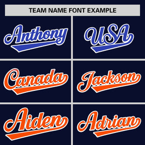 Custom Navy Royal-Orange Personalized Gradient Font And Side Design Authentic Baseball Jersey