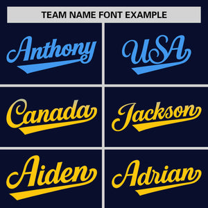 Custom Navy Powder Blue-Gold Personalized Gradient Font And Side Design Authentic Baseball Jersey