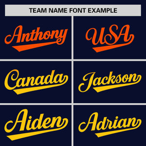 Custom Navy Orange-Gold Personalized Gradient Font And Side Design Authentic Baseball Jersey