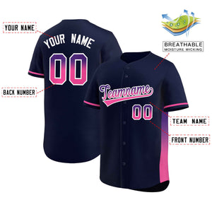 Custom Navy Purple-Pink Personalized Gradient Font And Side Design Authentic Baseball Jersey