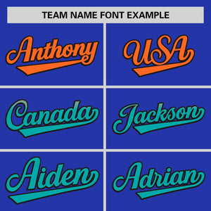 Custom Royal Orange-Aqua Personalized Gradient Font And Side Design Authentic Baseball Jersey