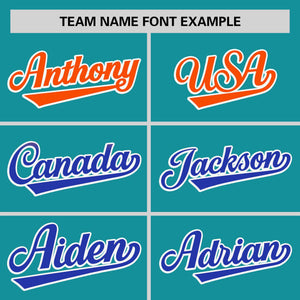 Custom Aqua Orange-Royal Personalized Gradient Font And Side Design Authentic Baseball Jersey