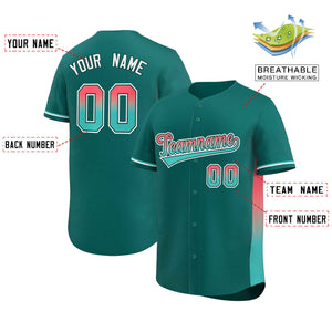 Custom Aqua Lt Red-Aqua Personalized Gradient Font And Side Design Authentic Baseball Jersey