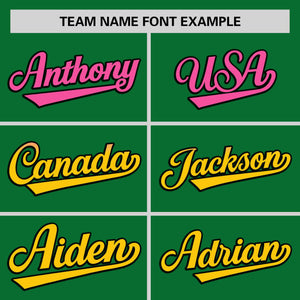 Custom Kelly Green Pink-Gold Personalized Gradient Font And Side Design Authentic Baseball Jersey