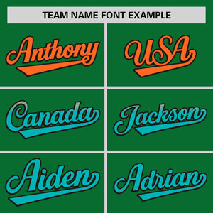 Custom Kelly Green Orange-Aqua Personalized Gradient Font And Side Design Authentic Baseball Jersey