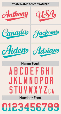 Custom Cream Lt Red-Aqua Personalized Gradient Font And Side Design Authentic Baseball Jersey