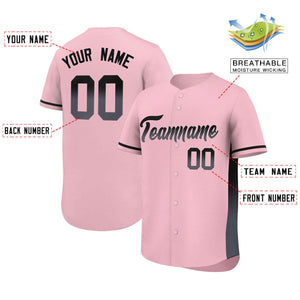 Custom Light Pink Black-Dark Gray Personalized Gradient Font And Side Design Authentic Baseball Jersey