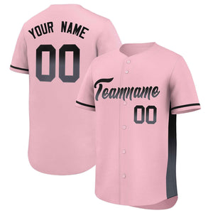 Custom Light Pink Black-Dark Gray Personalized Gradient Font And Side Design Authentic Baseball Jersey