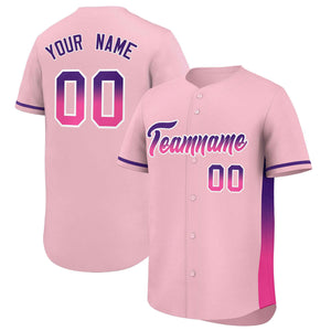 Custom Light Pink Purple-Pink Personalized Gradient Font And Side Design Authentic Baseball Jersey