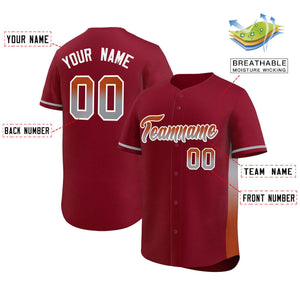 Custom Crimson Texas Orange-Lt Gray Personalized Gradient Font And Side Design Authentic Baseball Jersey