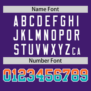 Custom Purple Orange-Aqua Personalized Gradient Font And Side Design Authentic Baseball Jersey