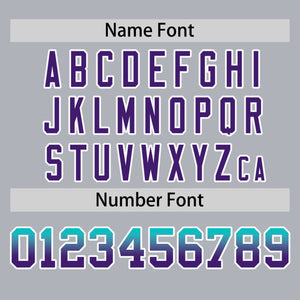 Custom Light Gray Aqua-Purple Personalized Gradient Font And Side Design Authentic Baseball Jersey