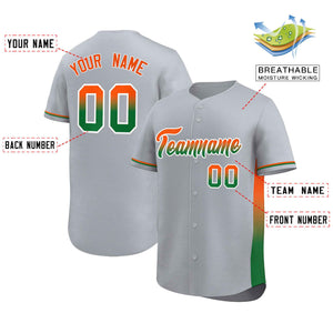 Custom Light Gray Orange-Kelly Green Personalized Gradient Font And Side Design Authentic Baseball Jersey