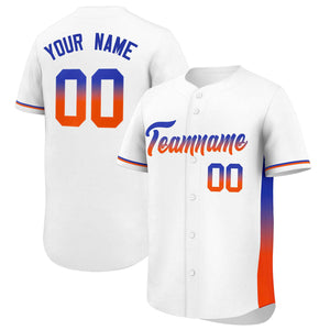 Custom White Royal-Orange Personalized Gradient Font And Side Design Authentic Baseball Jersey