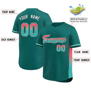 Custom Aqua Lt Red-Aqua Personalized Gradient Font And Side Design Authentic Baseball Jersey