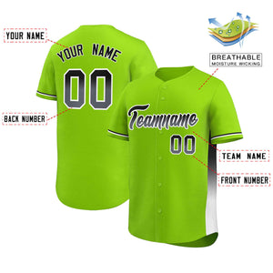 Custom Neon Green Black-White Personalized Gradient Font And Side Design Authentic Baseball Jersey