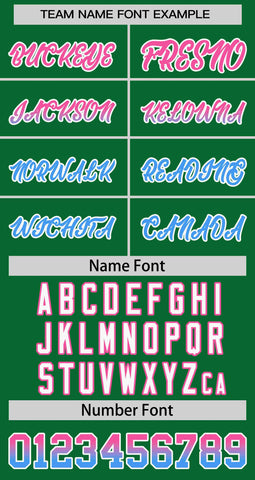 Custom Kelly Green Pink-Powder Blue Personalized Gradient Font And Side Design Authentic Baseball Jersey