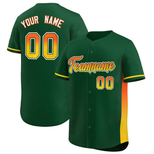 Custom Green Orange-Gold Personalized Gradient Font And Side Design Authentic Baseball Jersey