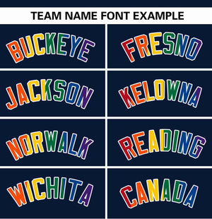 Custom Navy LGBT Rainbow For Pride Month Raglan Sleeves Authentic Baseball Jersey